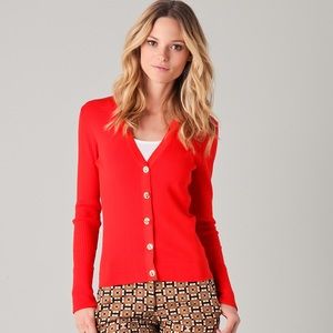 Tory Burch Red Shrunken Simone Cardigan